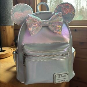 Loungefly Iridescent Backpack with Sequin Ears